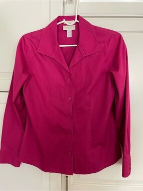 Chico's Hot Pink Button-Front Tailored Shirt